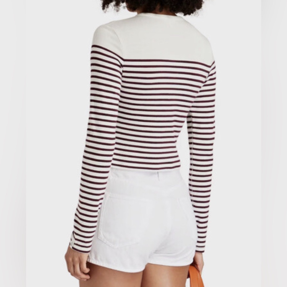 NWT rag & bone beige multi knit breton stripe slim cardigan L - Picture 10 of 16